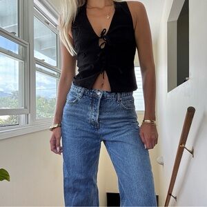 Zara Black Tie Front Vest Top